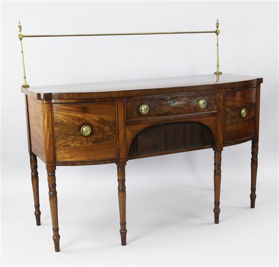 A Regency mahogany bowfront sideboard, W.5ft D.2ft 1in. H.4ft 4in. (incl. rail)